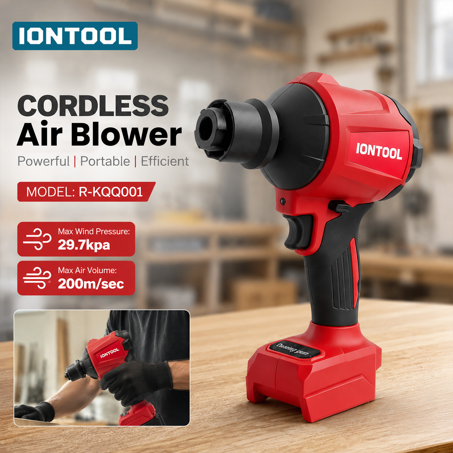 Diy Electronics Rack - IONTOOL 200m/s 29.7kPa Kırmızı Kablosuz Üfleyici,
